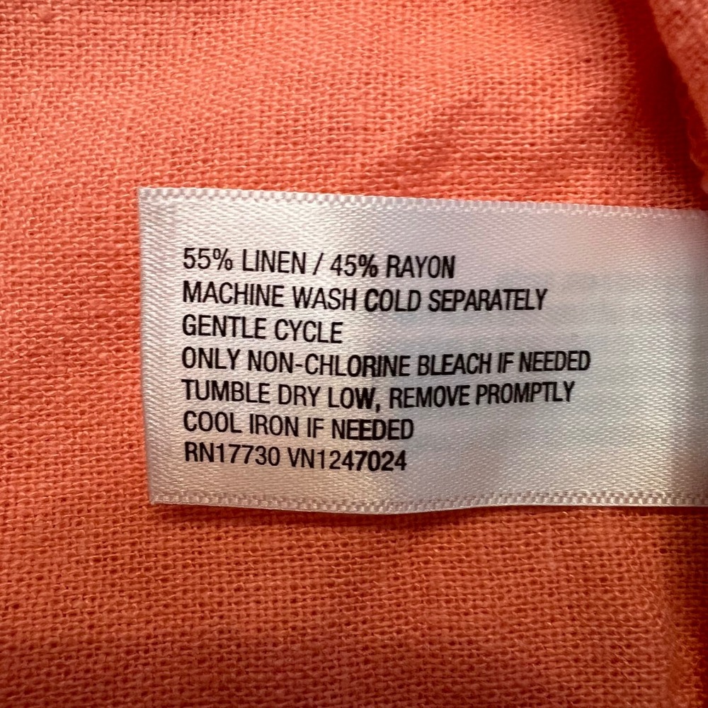 Universal Thread Coral Linen Blend Tiered V-Neck Coastal Cottage Mini Dress S - Picture 8 of 8
